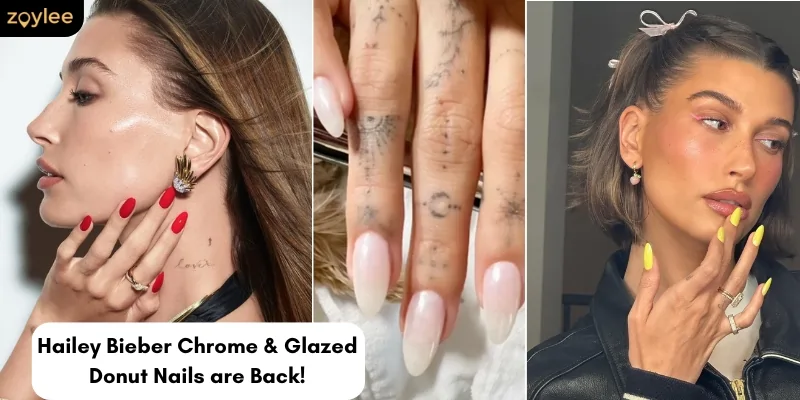 Hailey Bieber Chrome & Glazed Donut Nails are Back!