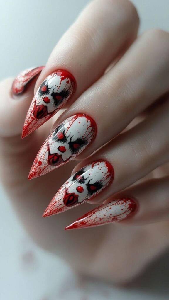 Creepy Clown nail art