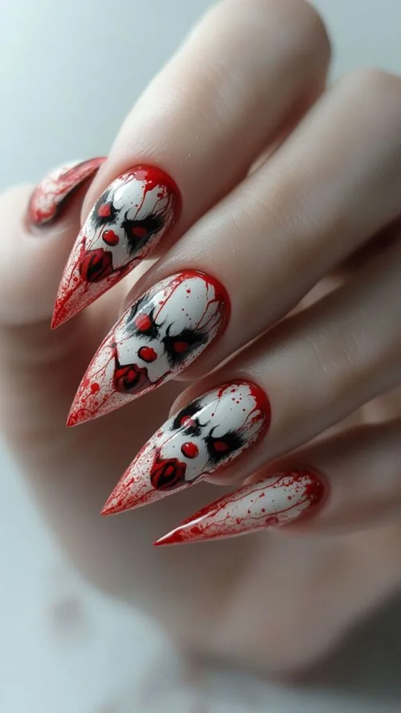 Creepy Clown nail art