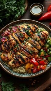Grilled vegetables and chicken